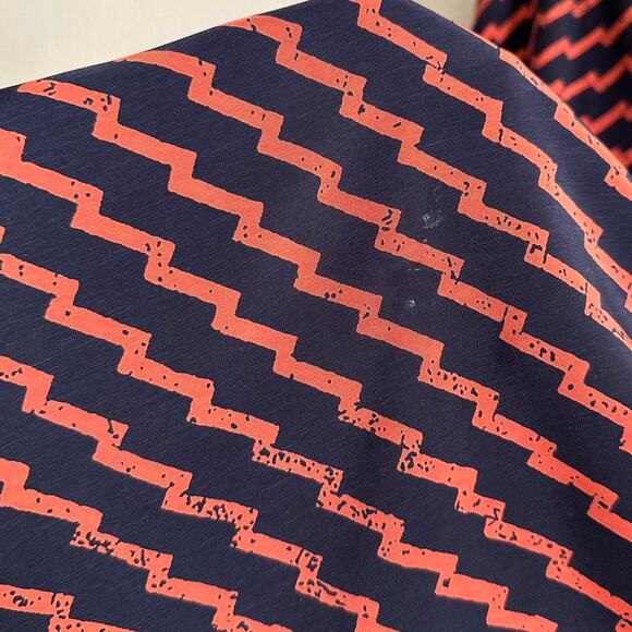 handmade navy blue orange satin chevron print midi skirt - Picture 7 of 7